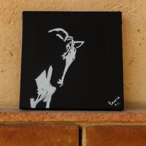 Minimalist Black Canvas with Abstract Goat Design