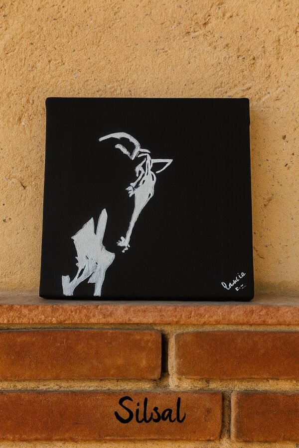 Minimalist Black Canvas with Abstract Goat Design