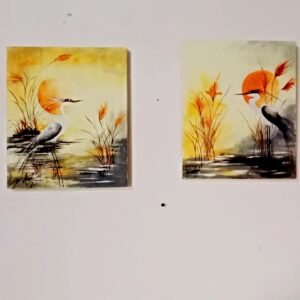 Sunset Heron Canvas Painting Set