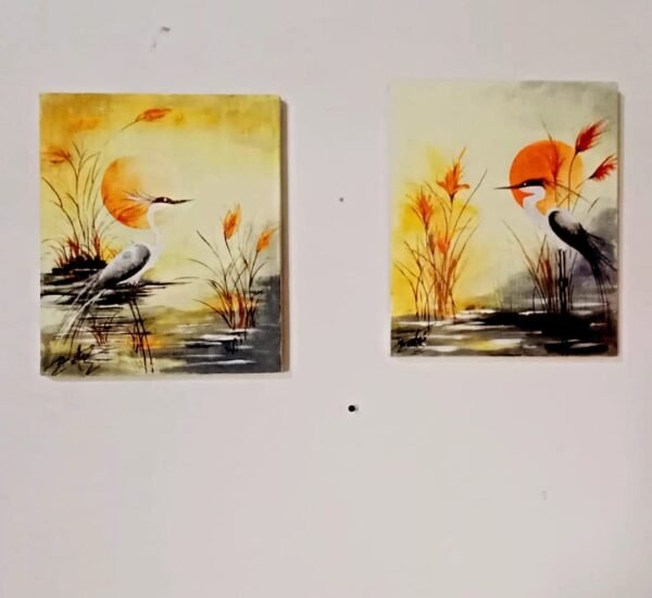 Sunset Heron Canvas Painting Set