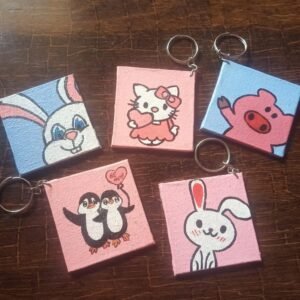 Hand-Painted Cartoon Canvas Keychains