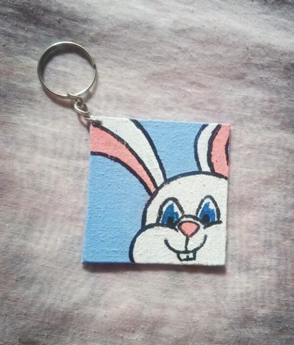Hand-Painted Bunny Keychain