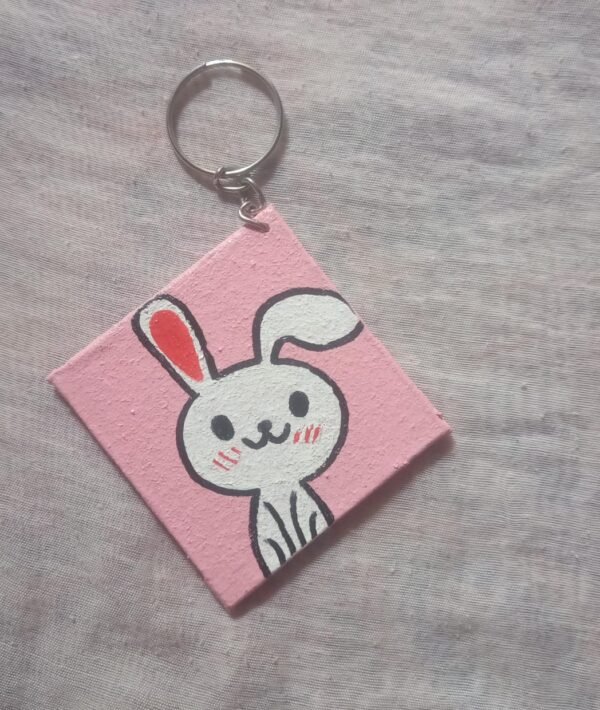 Hand-Painted Bunny Keychain