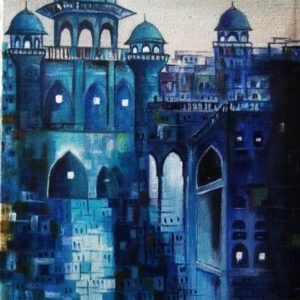 Hand-Painted Architectural Cityscape Canvas