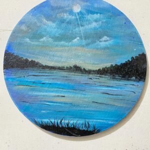 Tranquil Blue Lake Canvas Painting