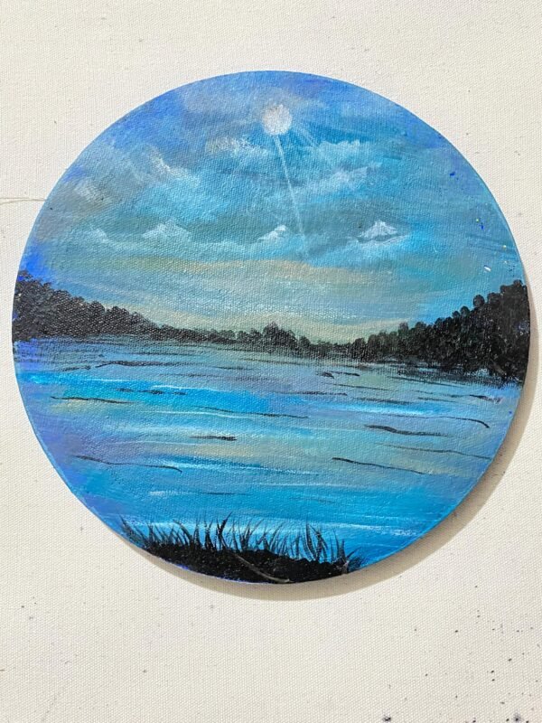 Tranquil Blue Lake Canvas Painting