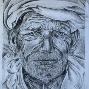 Fine Pencil Sketch of an Elderly Man