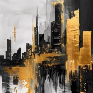 Abstract Cityscape Canvas Painting