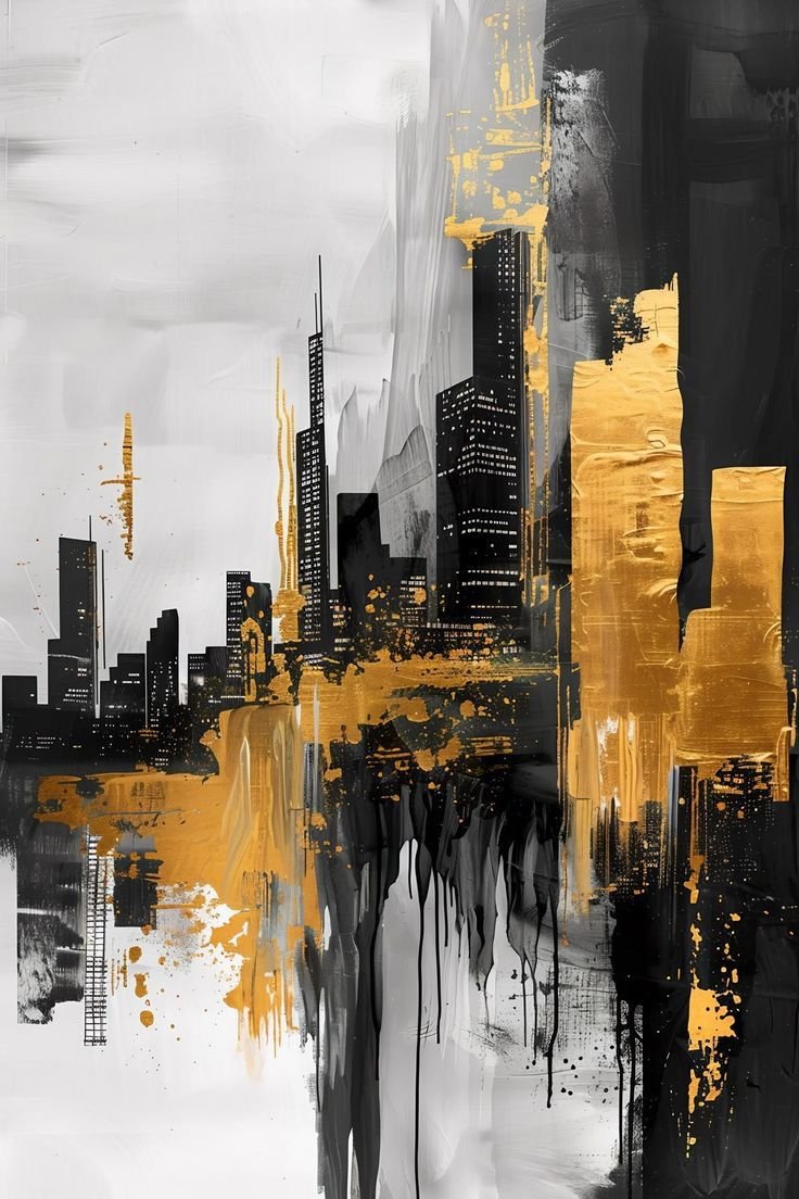 Abstract Cityscape Canvas Painting