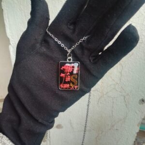 Resin Pendant Necklace with Dried Flowers and Gold Initial 'S'