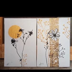 Black and Gold Floral Canvas Art