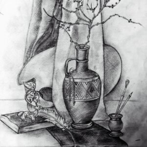 Decorative Vase Still Life Pencil Sketch
