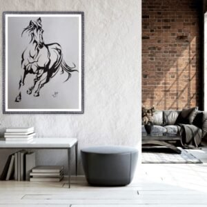 Elegant Canvas Painting of Running Horse