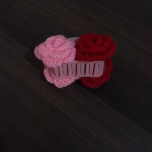 Handmade Hair Clip with Crocheted Flowers