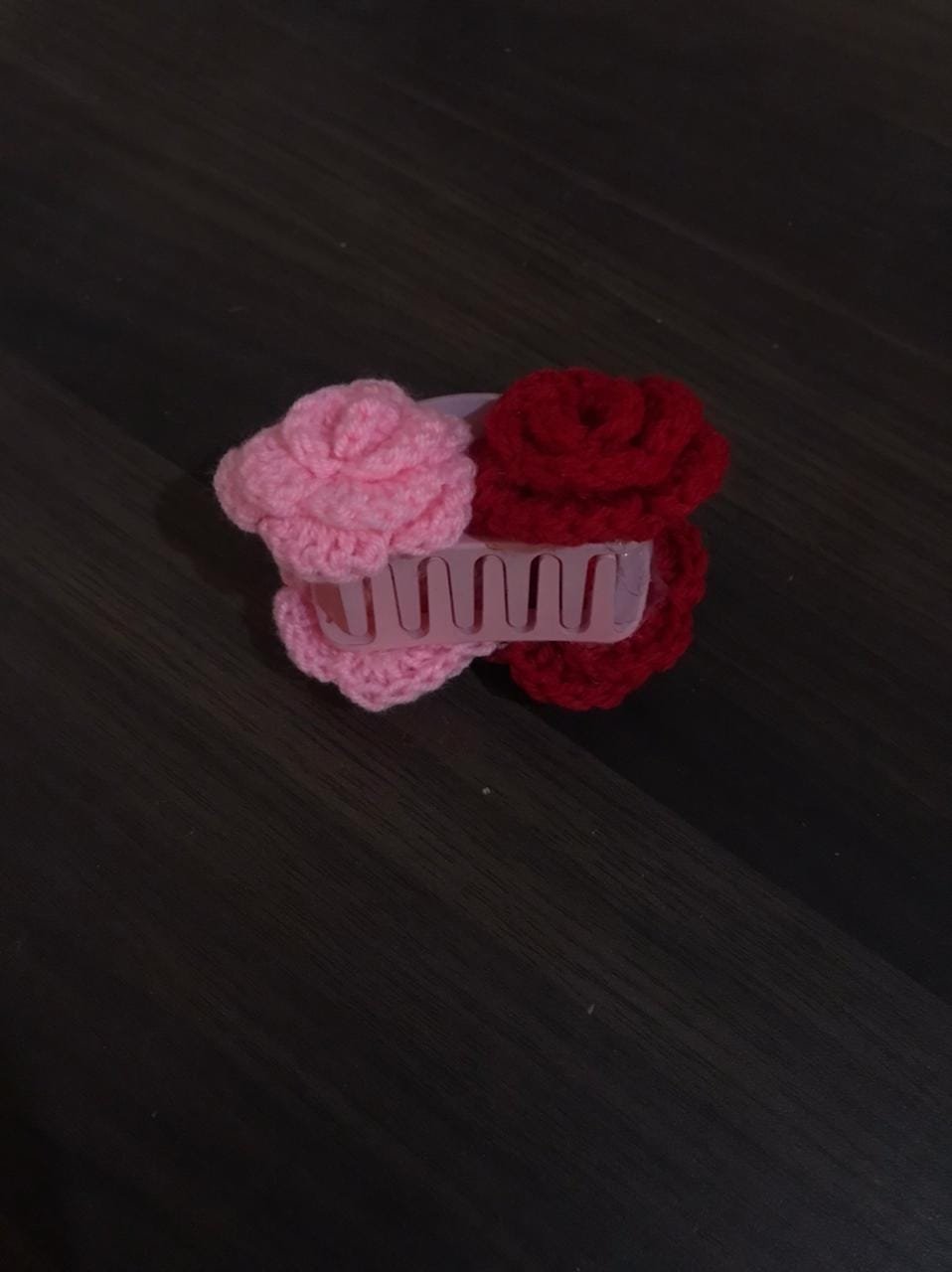 Handmade Hair Clip with Crocheted Flowers