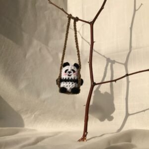 Handmade Crochet Panda Doll on Swing