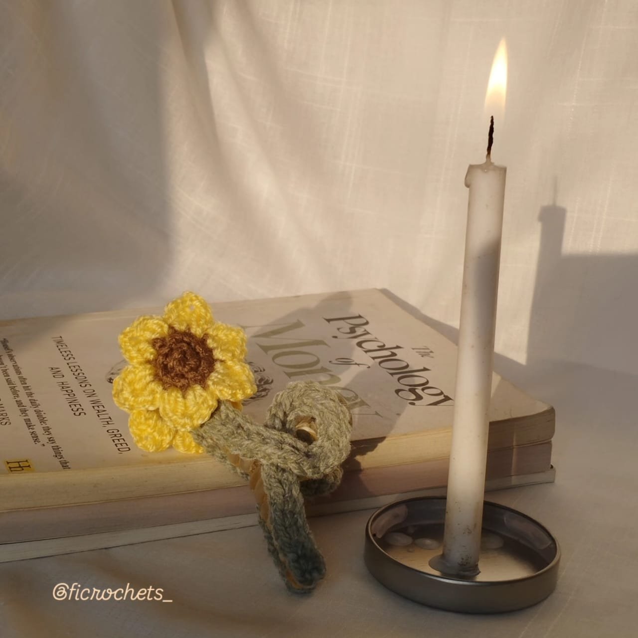 Handmade Crochet Sunflower Bookmark