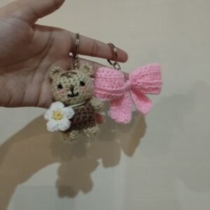 Handmade Teddy Bear Crochet Keychain