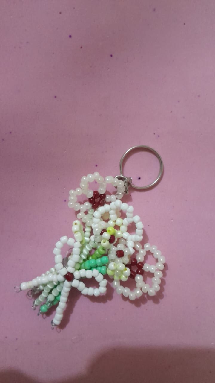 Flower Bouquet Beaded Keychain