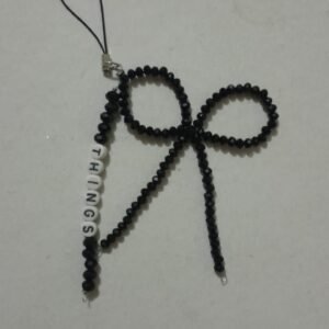 Black Beaded Bow Keychain