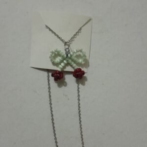 Handmade Chain Necklace with Bow & Flower Charms