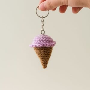 Handmade Crochet Ice Cream Cone Keychain