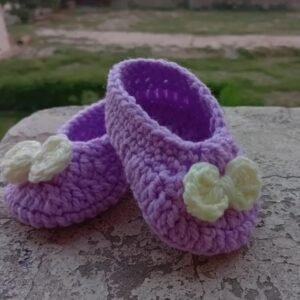 Handmade Purple Crochet Baby Booties