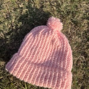 Soft Pink Crocheted Winter Beanie