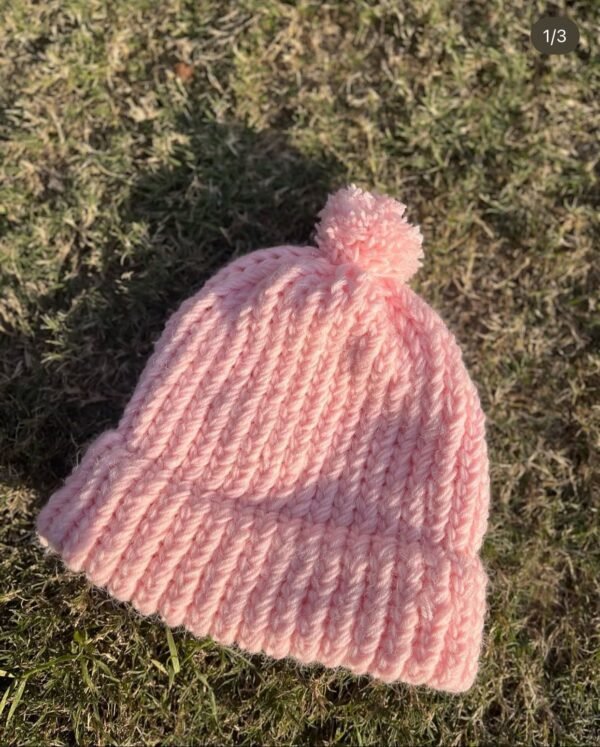 Soft Pink Crocheted Winter Beanie