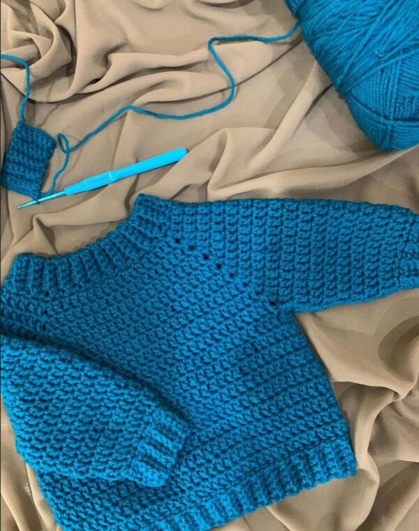 Handmade Blue Crochet Sweater