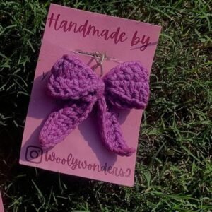 Purple Crocheted Bow Keychain