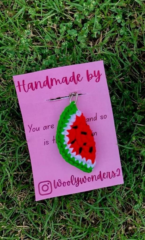 Handmade Crochet Watermelon Keychain