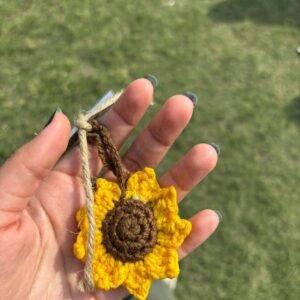 Handmade Crochet Sunflower Keychain