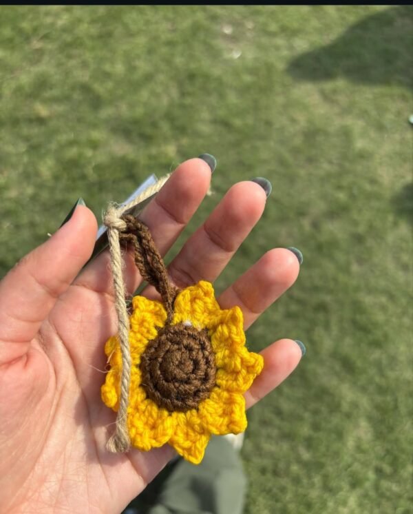 Handmade Crochet Sunflower Keychain