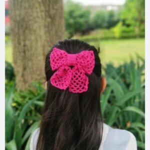 Handmade Pink Crochet Hair Bow