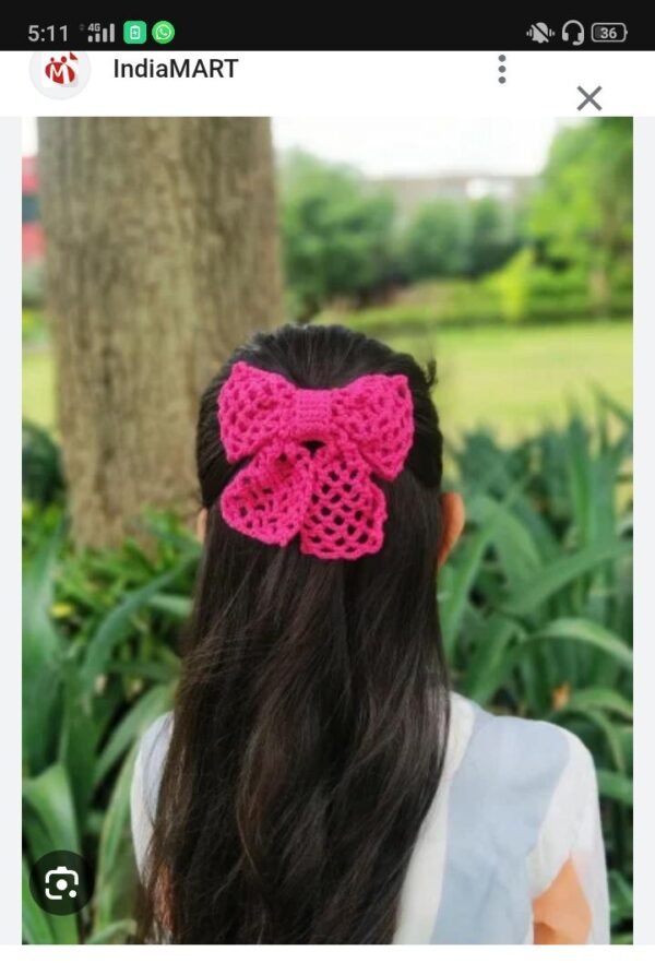 Handmade Pink Crochet Hair Bow