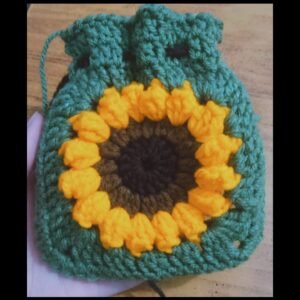 Handmade Crochet Sunflower Pouch