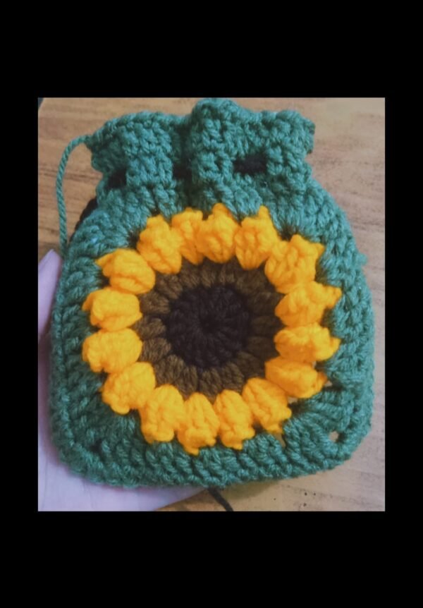 Handmade Crochet Sunflower Pouch