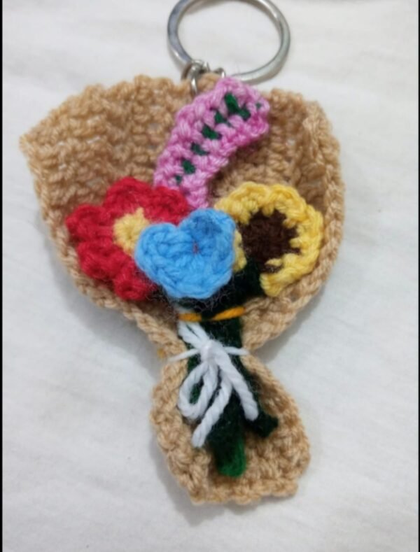 Handmade Crochet Flower Bouquet Keychain