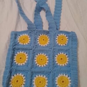 Handmade Blue Crochet Tote Bag