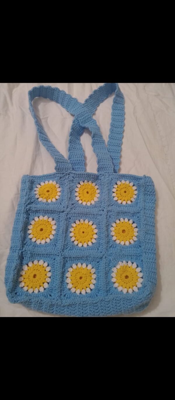 Handmade Blue Crochet Tote Bag
