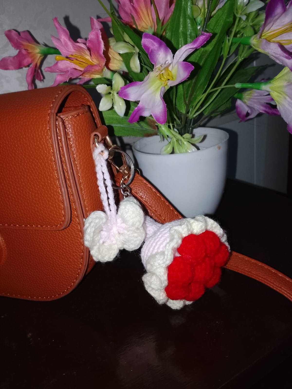 Handmade Crochet Flower Keychain